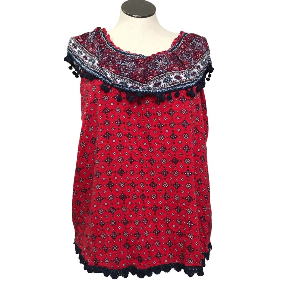 Westport Off Shoulders Shirt Womens Sz 1X Multicolor Paisley Pullover Sleeveless
